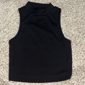 SHEIN Black Ribbed Mock Neck Sleeveless Crop Tank